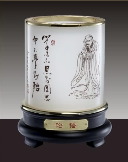 晓燕文化办公-提供礼品 白玉圆形论语组合笔筒